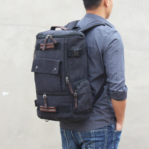 Mochila Masculina De Lona Para Notebook Executiva Viagem Cor Preto