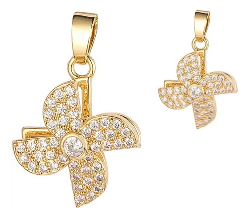Dije Para Mujer Molino Giratorio Blanco Joya Acero Dorado