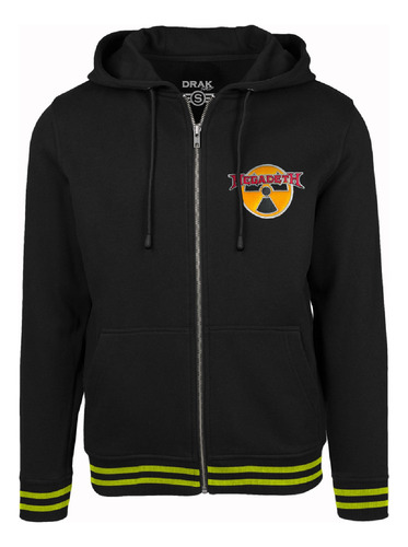 Chaqueta Hoodie Cremallera Abierto Bordado Megadeth Metal