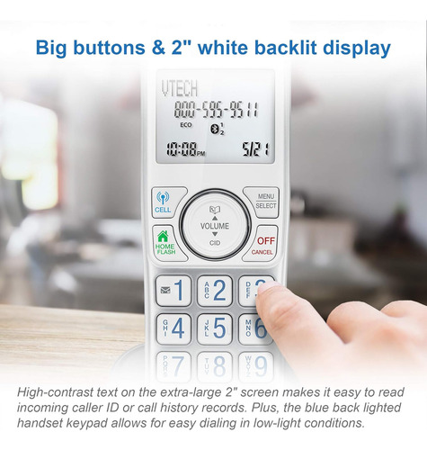 Teléfono Inalámbrico Vtech Vs112-37 Dect 6.0 Bluetooth 3...