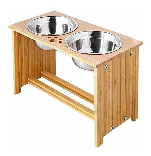 Foreyy Raised Pet Bowls For Cats And Small Dogs, Bamboo Elev