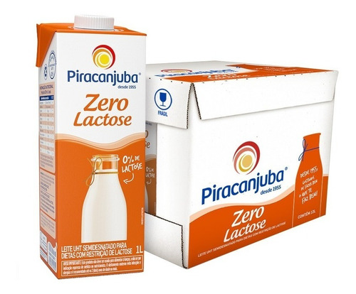 Leite Semidesnatado Piracanjuba Zero Lactose 12 Unid.1l