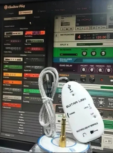 Guitar Link Usb + Guitar Rig 5 + Plug Adap P2/p10 +cabo Otg