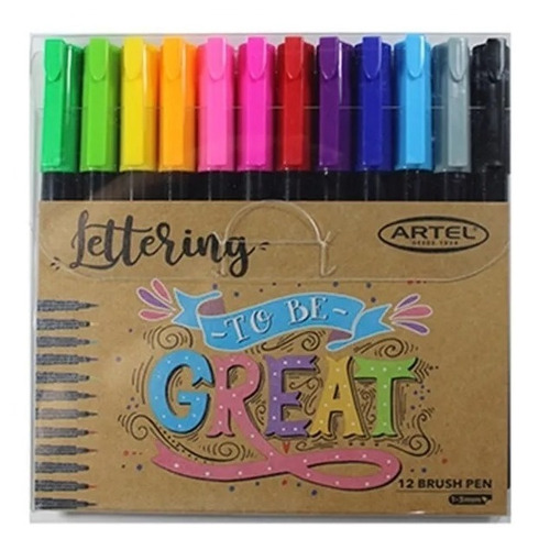 Set Lápices  Lettering 12 Colores Artel