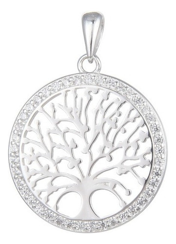 Dije De Árbol De La Vida De Plata 925 Piedras Circon 22mm 