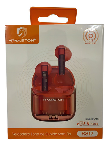 Fone De Ouvido Sem Fio Bluetooth Transparente Estéreo Rs-17 Cor AZUL