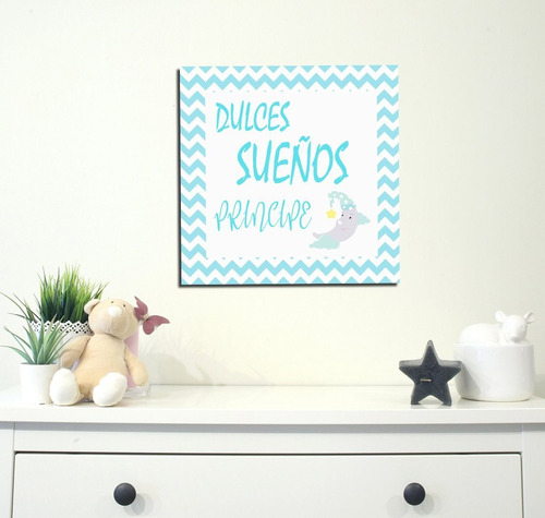 Cuadro 20x20cm Dulces Sueños Principe Bebe Varon Nene