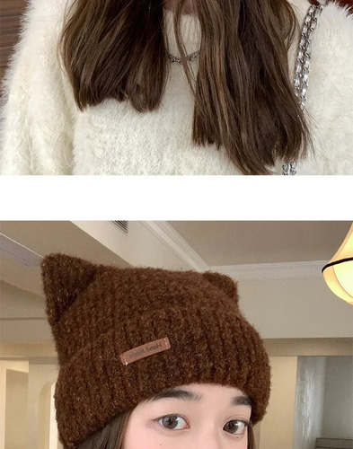 Lindo Gorro De Invierno Con Forma De Orejas De Gato Con Forr
