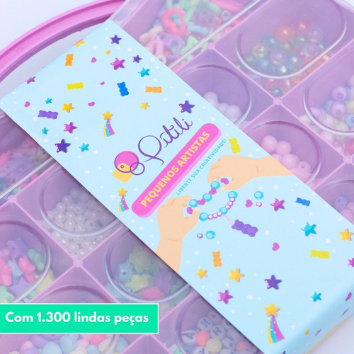 Kit Miçanga Infantil Para Pulseira Com 1.300 Peças Pitili