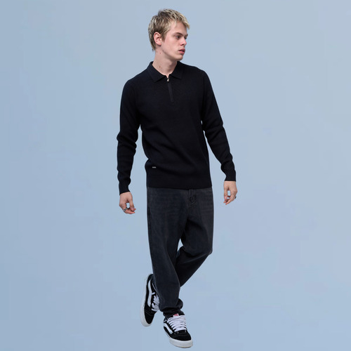 Sweater Hombre Polo Medio Cierre Premium Cara Cruz Jeans