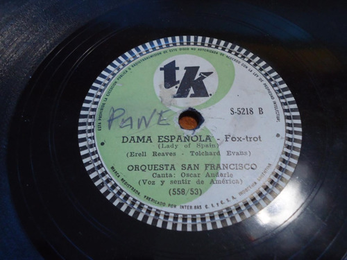 Pasta Orquesta San Francisco Oscar Anderle Tk 5218 C50