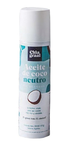 Aceite De Coco Neutro Aerosol Chia Graal X 190 Ml 