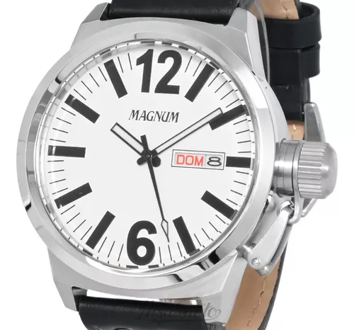 Relogio masculino magnum dourado military ma31524u em couro