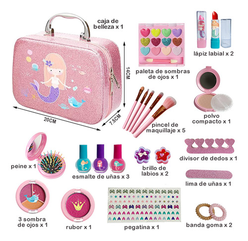 Kit De Maquillaje Lavable 24 Piezas Para Niñas Pequeñas