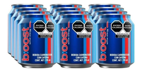 12pz Boost Energy Lata 235ml Bebida Energética Mora Azul Sm
