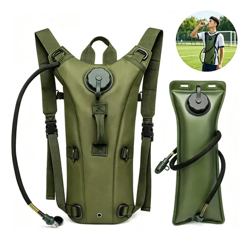 Mochila Hidratação Tática Refil D'água 3l Bicicleta Térmica Verde Militar Liso