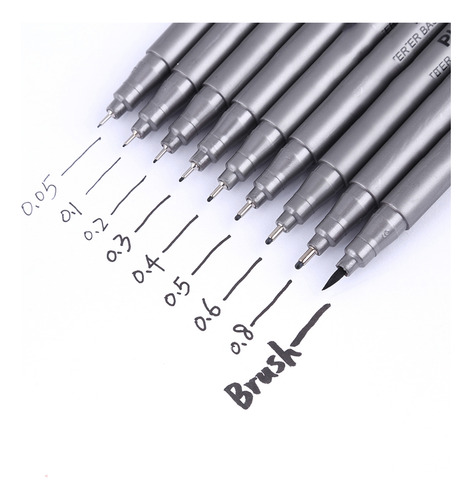 Juego De 9 Bolígrafos De Línea Fina Impermeables Drawing Lin