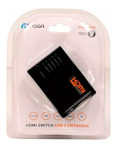 Splitter Hdmi Switch 5 Entradas Full Hd 1080p 3d Ps4 Dvd Tv