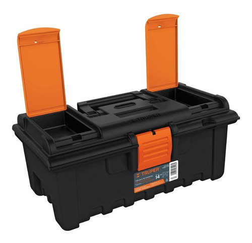 Caja Plástica 14'' Con Compartimentos Naranja Truper 11139