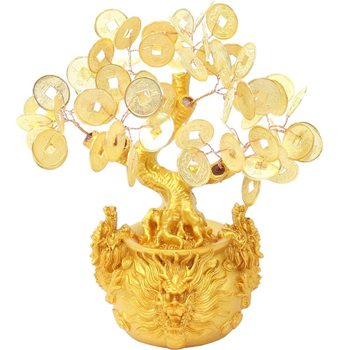 7  Feng Shui Oro Dinero Fortuna Monedas Árbol En Dragon Pot 