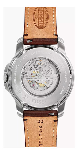 Fossil Grant Me3099 Reloj Skeleton Automático Piel Marrón Color de la correa Marrón oscuro Color del bisel Plateado Color del fondo Beige