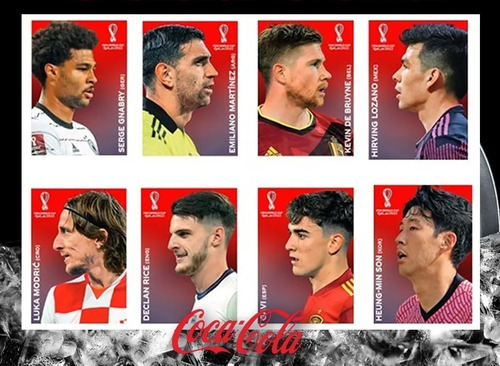 Set X 8 Láminas Panini Coca Cola Originales Qatar22. C1 A C8