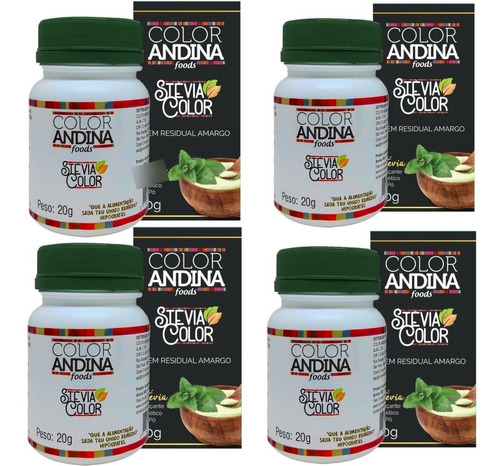 Kit 4x Adoçante Color Andina Stevia Natural 20g