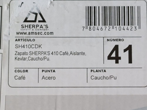 Zapato De Seguridad Sherpa's 41