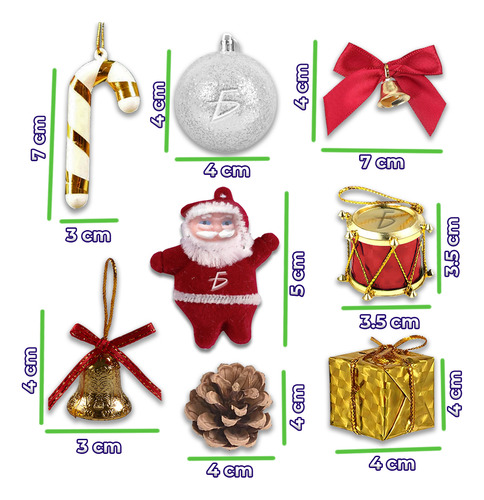 Set 7 Adornos Arbol Navideño Colgantes Esferas Santa Claus