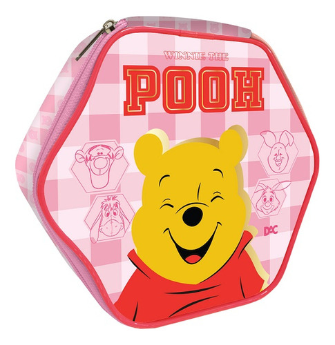 Estojo Grande Em Pvc Cristal Hexagonal Disney Ursinho Pooh