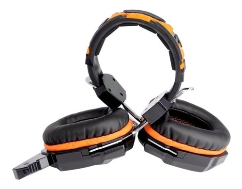 Imagen 4 de 4 de Auriculares gamer Level Up Copperhead negro y naranja con luz LED