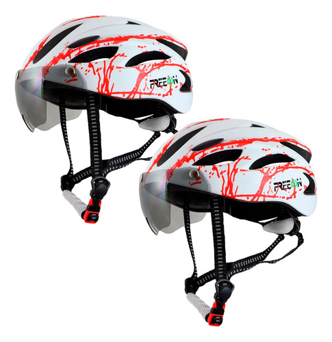 Kit 2 Cascos Con Lentes Para Bicicleta/montaña Fon400w Color Blanco Talla G