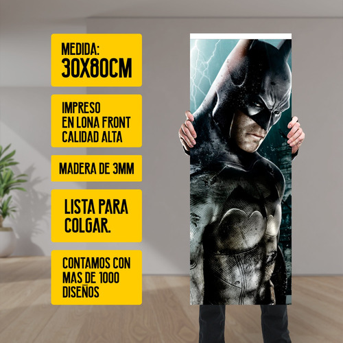 Imagen 2 de 8 de Cuadro Grande 30x80 Comics Dc Batman Lluvia Enojado Animeras