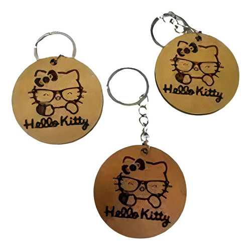 Pack 10 Llaveros Personalizado Madera Hello Kitty 