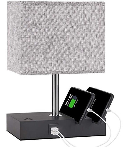 Aooshine - Lámpara De Noche Con 2 Puertos Usb, Con 2 Soporte