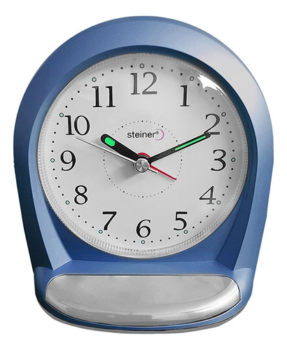 Reloj Despertador Análogo Arco Steiner Con Luz Led 12 Cm Color Azul