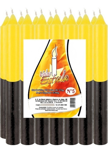 Kit Econômico Nº05 Com 20 Velas - Amarela/preta