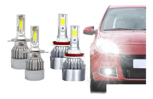 Lampada Super Led Renault Sandero 2008 A 2013 Farol E Milha