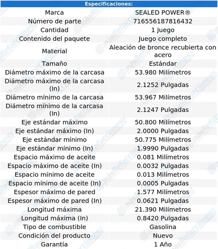 Jgo Metales Biela Std K20 Pickup 63 Al 74 Sealed Power