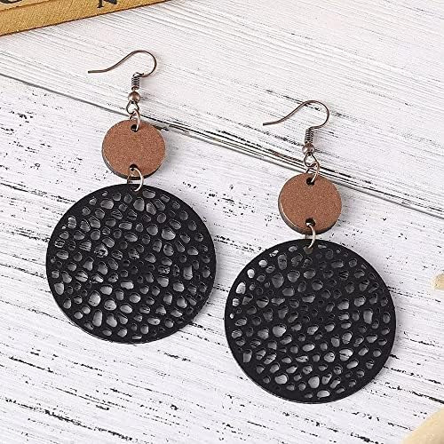 Pendientes Geométricos Redondos De Madera Azusa Sun Pendient
