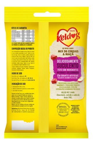 Kit 5 Un Bifinho Cachorro Keldog Mix De Cereais E Maçã 55g