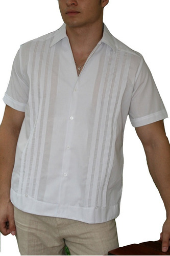 Guayabera Yucateca Isaac En Algodón Manga Corta Alforzada