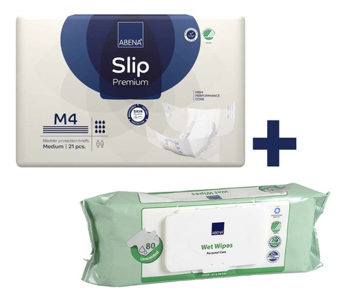 Pañal Adulto Abena Slip M4 Especial Para Noche + Toallitas
