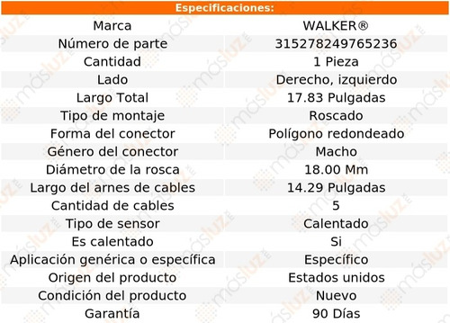Sensor O2 Ox Izq/der Ford Mustang 3.7l 6 Cil 11/14 Walker
