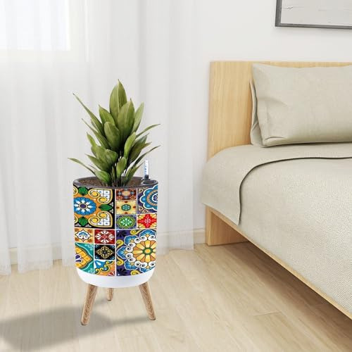 Maceta Para Flores De Plantas De Cerámica Mexicana Con Azule