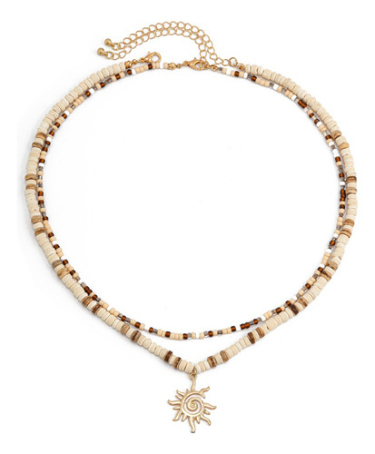 Juego De 2 Collares De Perlas De Madera De Cáscara De Coco C
