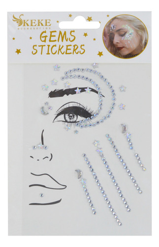 Pack 12 Face Sticker De Gemas Pegatina Para Rostro Cuerpo A