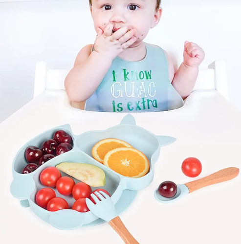 Plato Silicona De Succión Alimentación Separador Bebes Niños