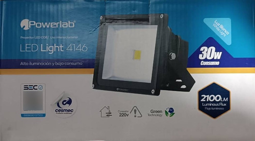Foco Led 30w Certificado Sec Powerlab Luz Blanca O Cálida