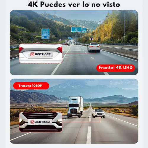 Mr. Gadgets Dash Cam Para Auto 4k + 1080p 3 Cámaras Frontal Trasera Interior Con Wifi Gps Visión Nocturna Sensor G Grabación En Bucle Ángulo 170° Micrófono Pantalla 3 Soporta Sd 256gb